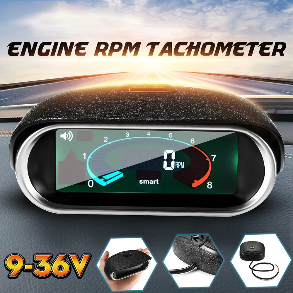AOZBZ Auto Tachometer LCD Digital Anzeige Motor- Tachometer Digital Tachometer Auto Meter Stiefel Lkw Auto Tachometer
