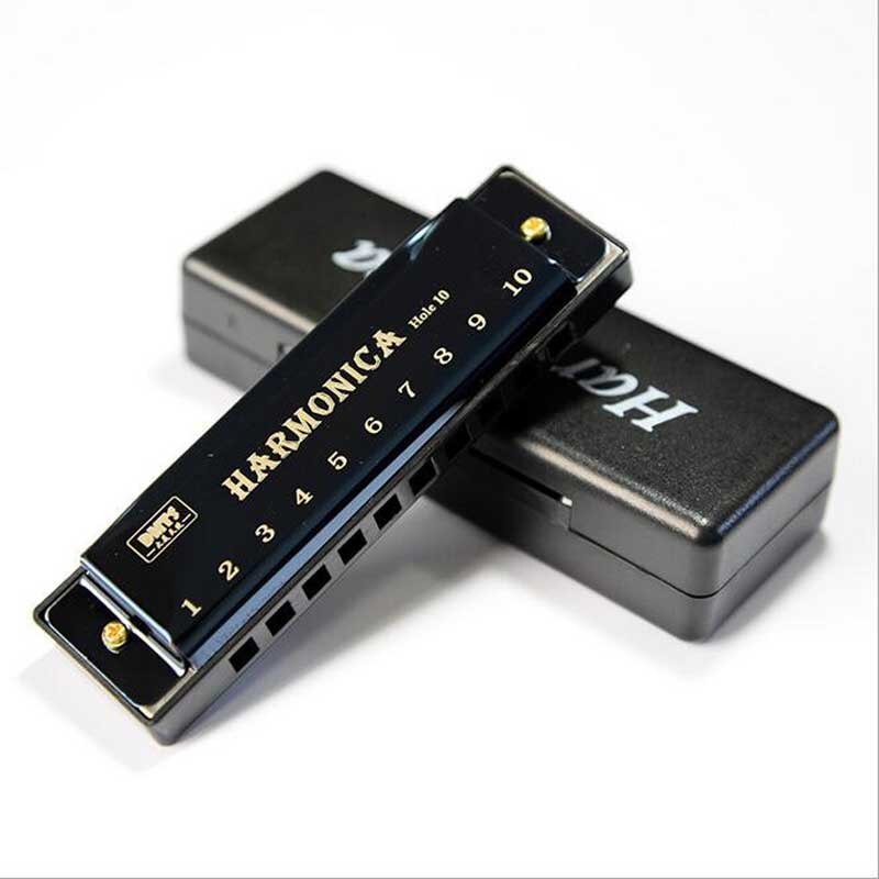 Harmonica Professionele Harmonica Standaard Diatonische 10 Gaten Sleutel Van C Blues Harmonica Muziekinstrument Diatonische Harp Met Case: Black