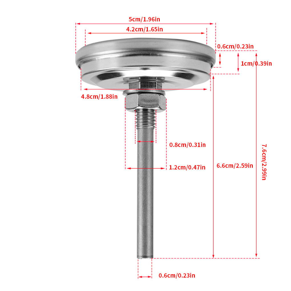 Kitchen Food Cooking Thermometer Dial Metal Temperature Gauge Waterproof Portable Barbecue Baking Thermometer