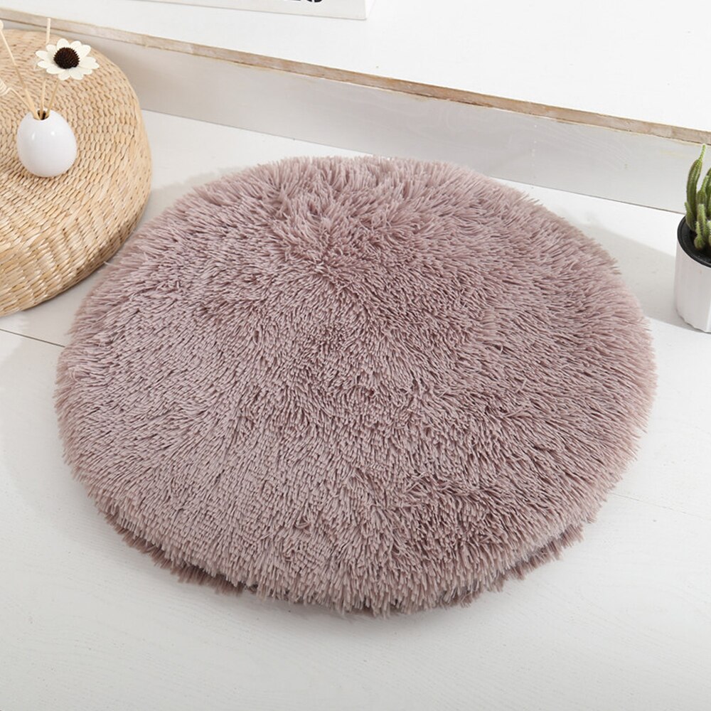 Ronde Pluche Hond Bed Huis Hond Mat Winter Warme Slaapzak Katten Nest Zachte Lange Pluche Hond Mand Huisdier Kussen Draagbare huisdieren Benodigdheden: brown / L 60cm