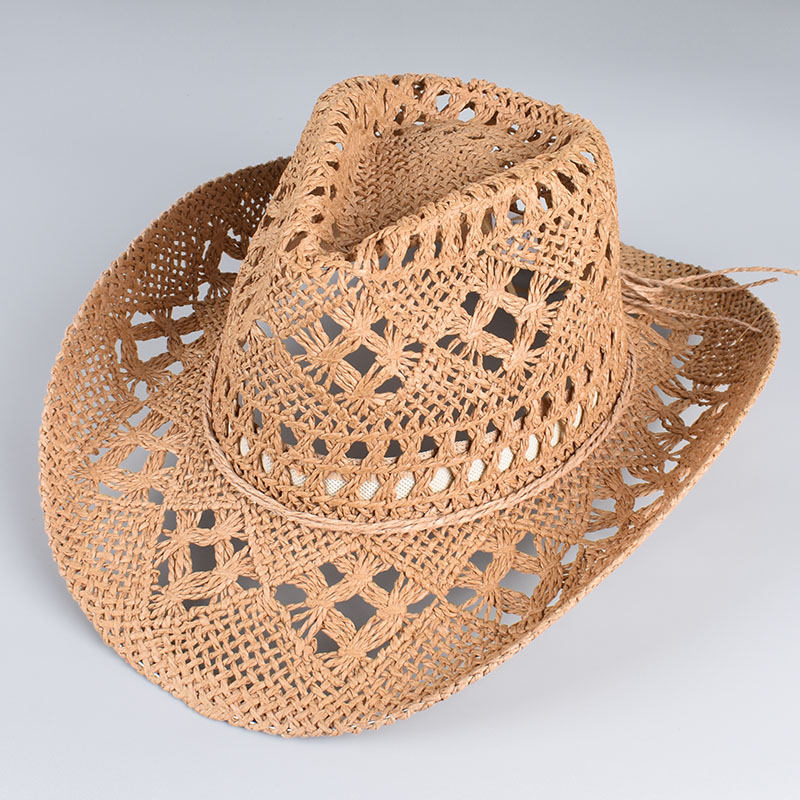 Sombrero de vaquero occidental para mujer y hombre, gorra de sol de playa de verano , sombreros vaqueros de vaquera, sombrero de paja, sombrero de vaquero Vintage blanco y negro para mujer: Caqui