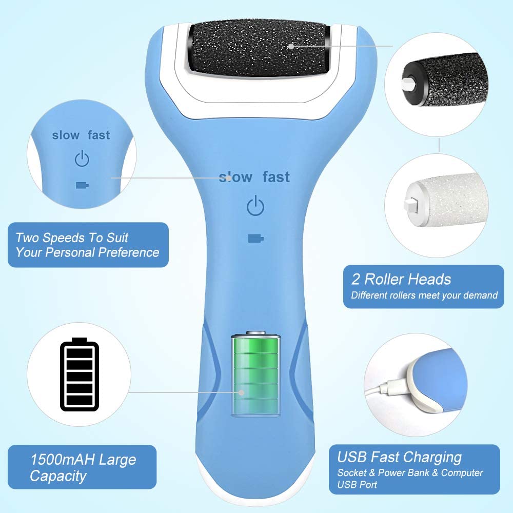 Foot Scrubber Electric Foot File - Pedicure Tools Callus Remover with Rechargeable for Dead Hard Skin Removal