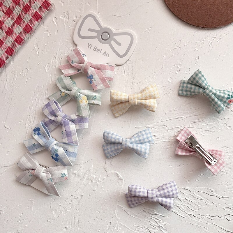 5 Stks/set Bows Baby Girl Clips Plaid Haarspeldjes Kids Meisjes Haarspelden Kinderen Haar Clip Kindje Hoofdband Accessoires