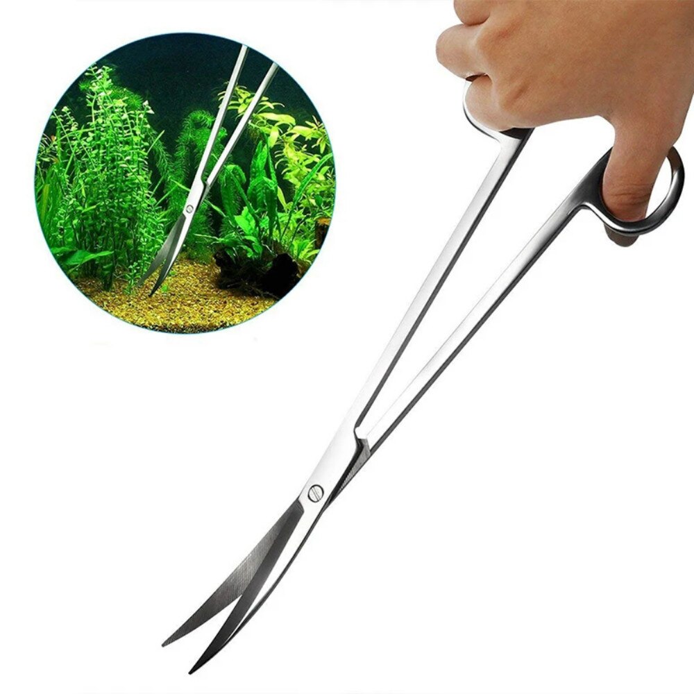 Stainless Aquarium Clipper Scissor Curve Cut Steel Plant Clip Shear Aquascape Clean Snip Aquatic Tank Water Wave Grass Clipper