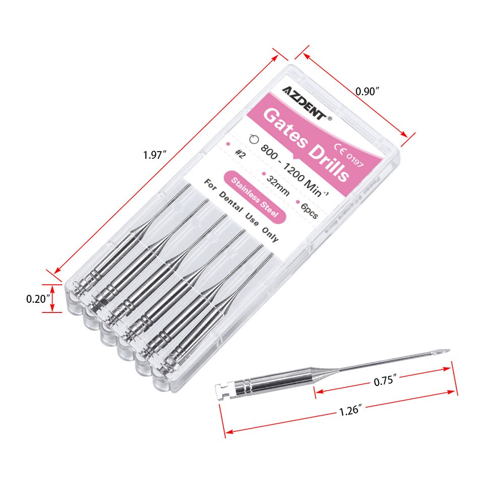 6Pcs/Box Dental Endodontic Endo Files Reamers Drill Burs Peeso Reamers