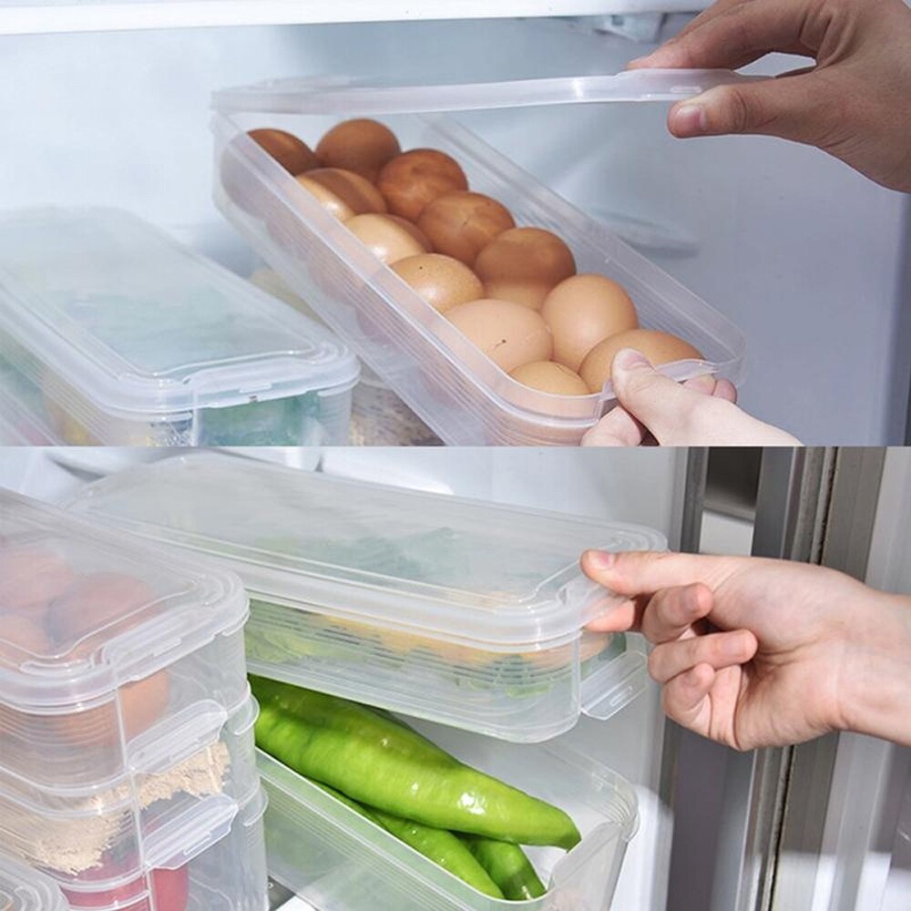 Refrigerator Food Storage Bins Food Containers with Lid for Kitchen Fridge Cabinet Freezer Storage Box Organizer