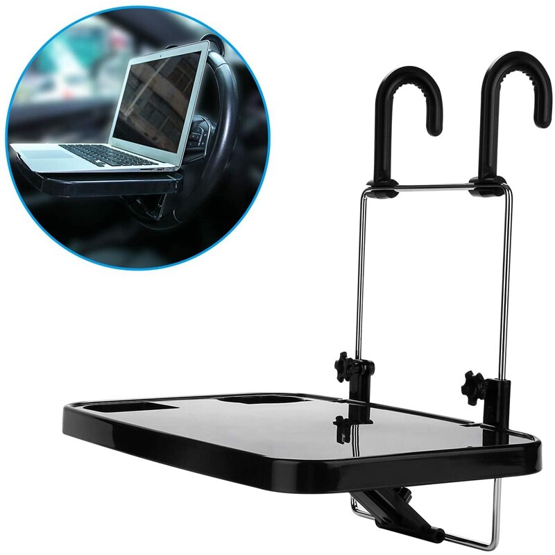 Draagbare hangende laptoplade voor in de auto, opvouwbare bekerhouder voor op de achterbank, multifunctioneel stuurwiel, laptopbeugel voor op de achterbank