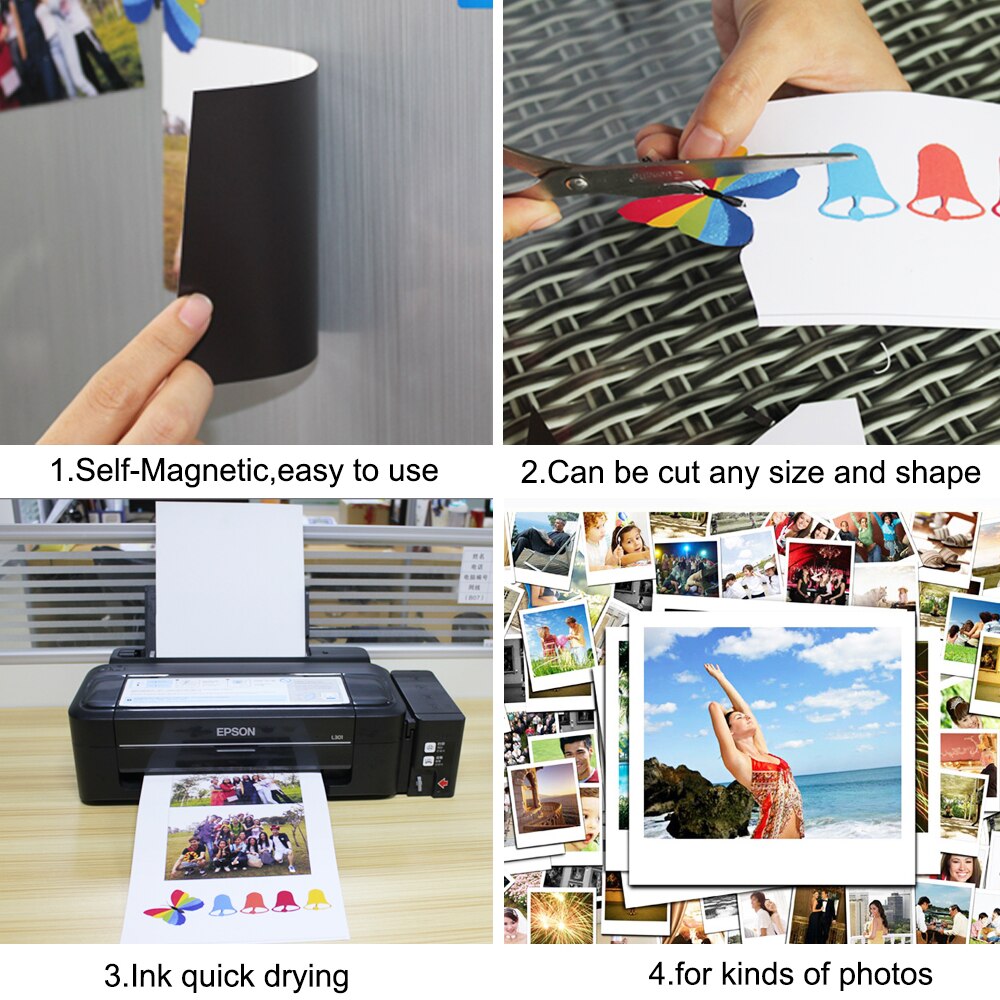 10 stk/parti  a4 magnetiske inkjet printark fotopapir mat finish magnetisk printpapir køleskab køleskab mærkat klistermærker