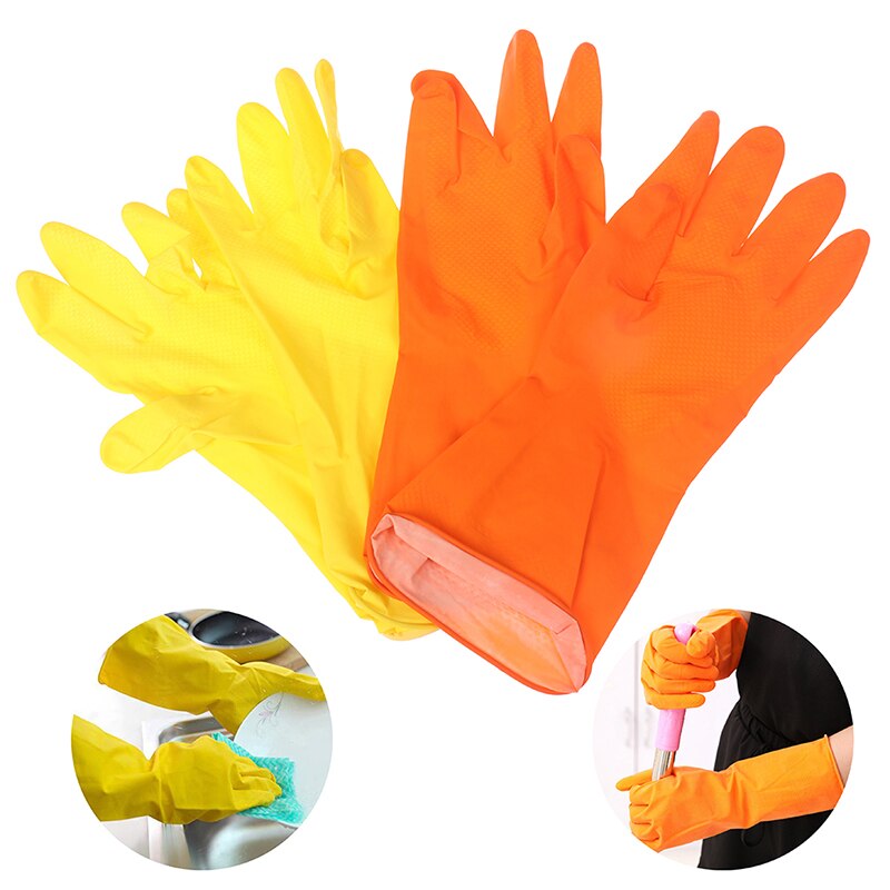 Guantes de silicona de manga larga, guantes para lavar la cocina, guantes para limpiar el hogar a prueba de agua de látex, además de guantes de lavado de PVC, Herramientas de limpieza