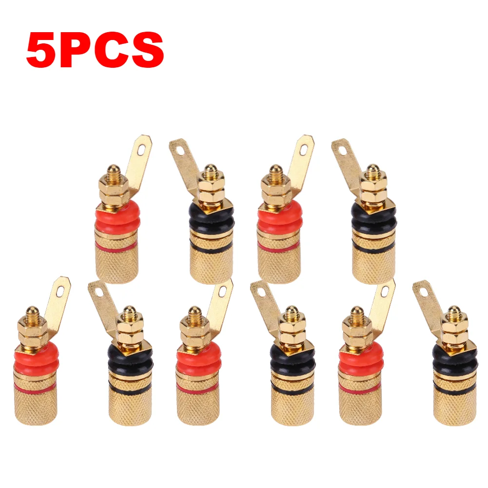 Amplificador chapado en oro de 2-10 piezas, Terminal de altavoz, poste de encuadernación, Conector de enchufe Banana, adecuado para enchufes Banana de 4mm: Negro
