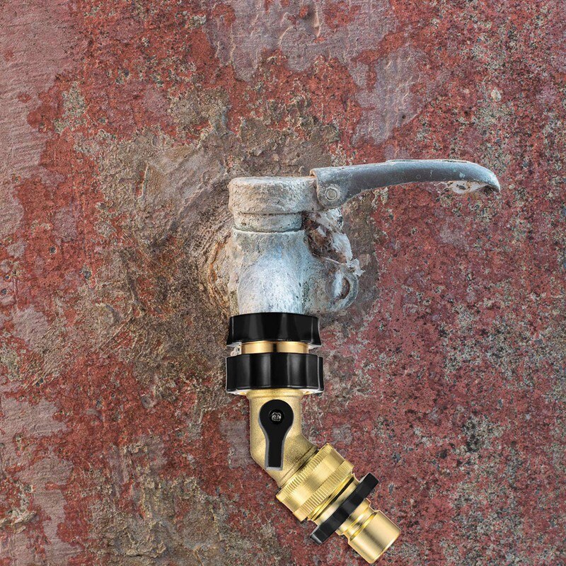 2 Pieces Ball Brass Shut Off Valve Gooseneck Garden Hose Connector and 2 Pieces 3/4 Inch Fitting Garden Hose Quick Connector Mal