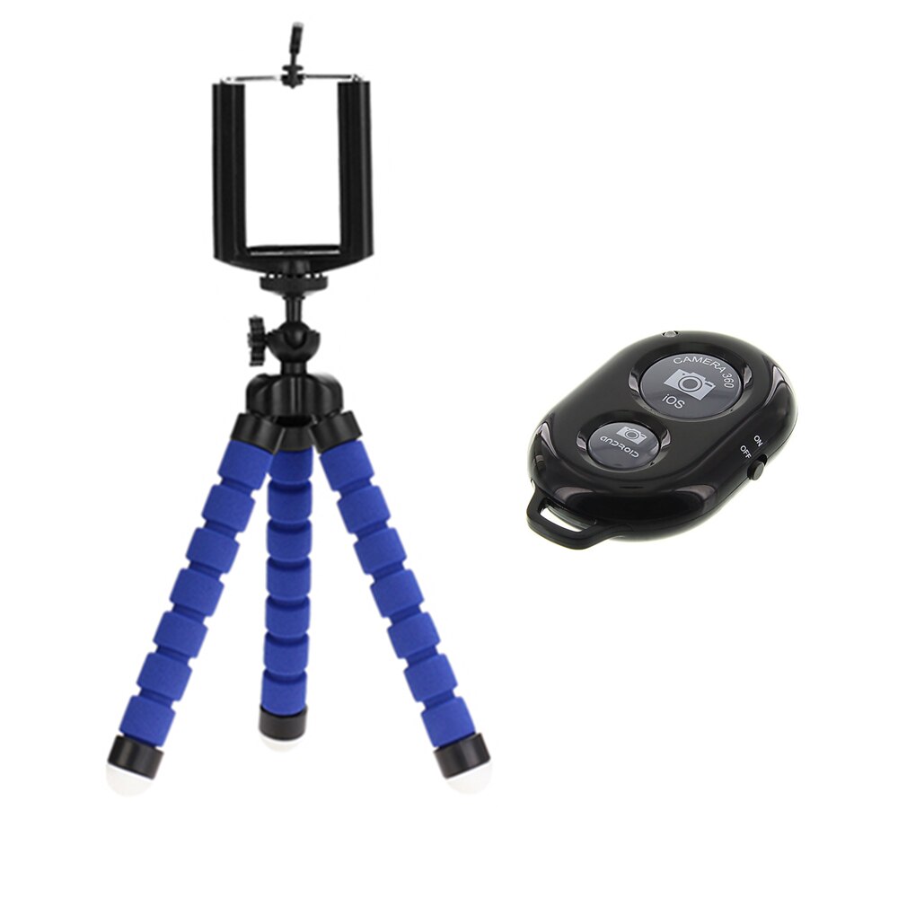 Selfie Sticks Statief Voor Telefoon Statief Sluiter Afstandsbediening Met Bluetooth Release Monopod Controle Telefoon Remote Mini Smart Voor: Blauw
