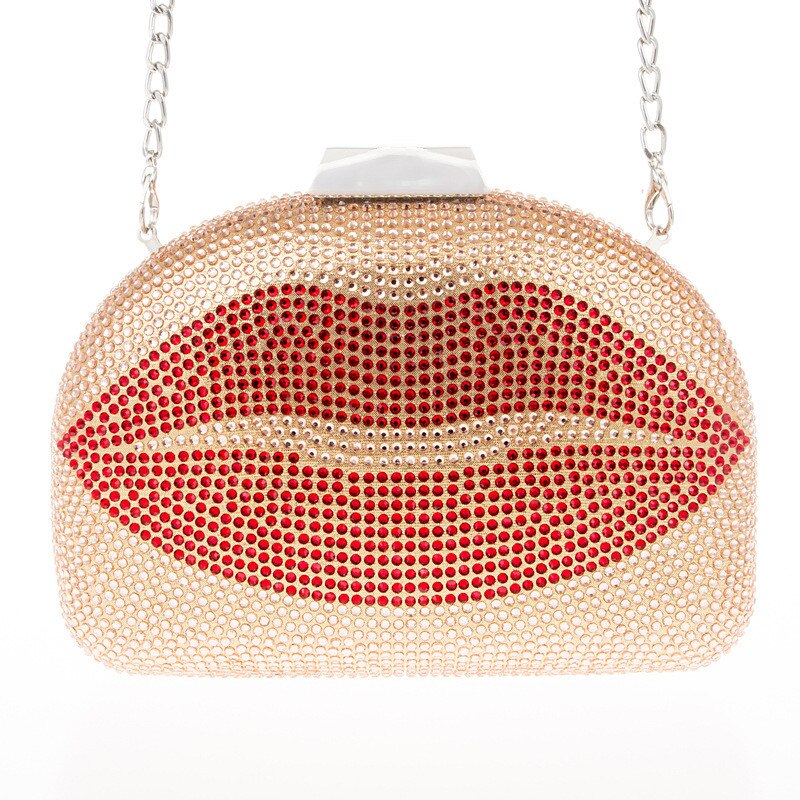 Diamant Avond Clutch Bags Bling Lip Bruiloft Portefeuilles Met Ketting Keten Cross Body Bags MN1647