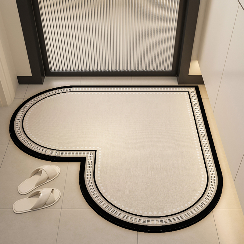 Diatom mud heart-shaped bathroom absorbent floor mat, bathroom door mat, entrance door mat, quick drying anti slip carpet