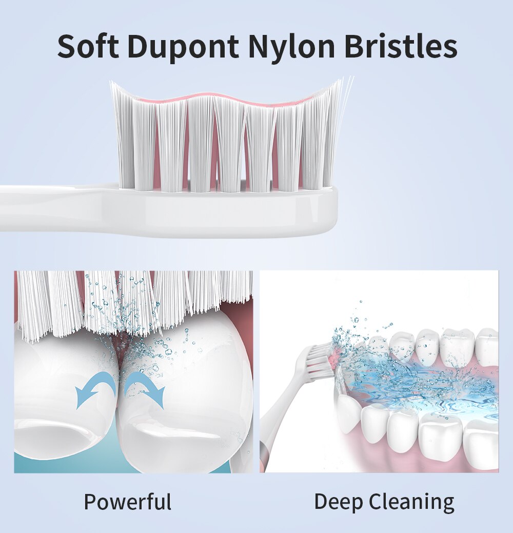 Elektrisk tandborste med 3 borsthuvuden batteridriven munhygien, icke uppladdningsbar vattentät tandborste för xiaomi mijia