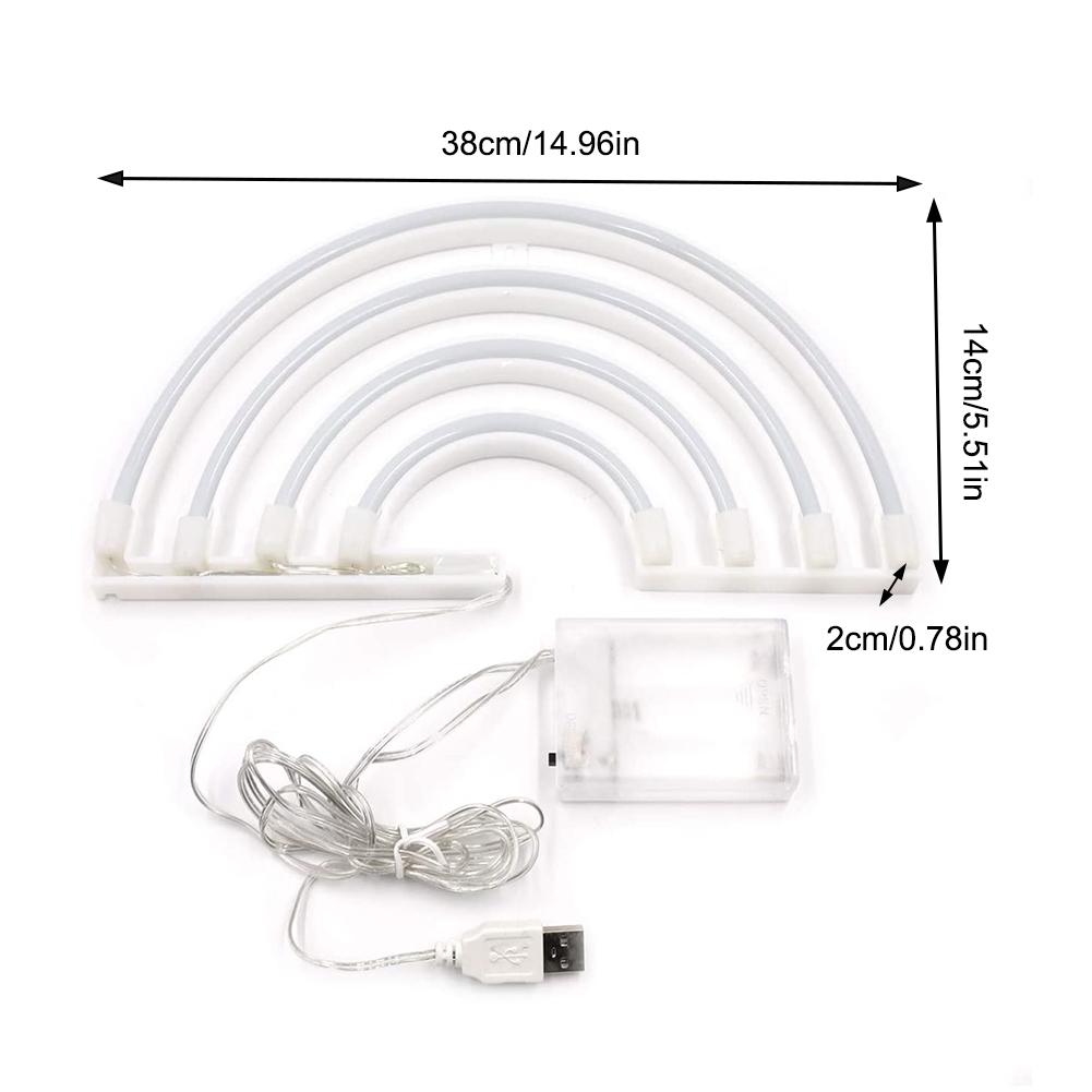 Rainbow Style LED Neon Light Wall Decor Lights Powered by USB/Battery Table Night Lamps for Home Party Living Room 40a