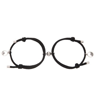 2 Stuks Paar Magneet Creatieve Handgemaakte Armbanden Mannen En Vrouwen Charme Meisje Armband Sieraden Lover Valentijnsdag Cadeau: Black