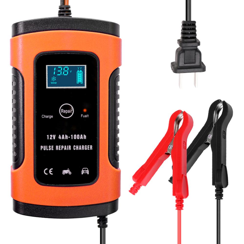 Full Automatic Car Battery Charger 110V-220V To 12V 6A Intelligent Fast Power Charging Wet Dry Lead Acid Digital LCD Display