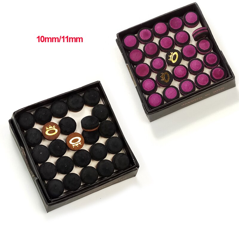 Jassinry 25 stks Lijm Snooker Cue Tips 10mm/11mm radiaal biljartkeu tips Biljart Accessoires 2 kleuren optioneel