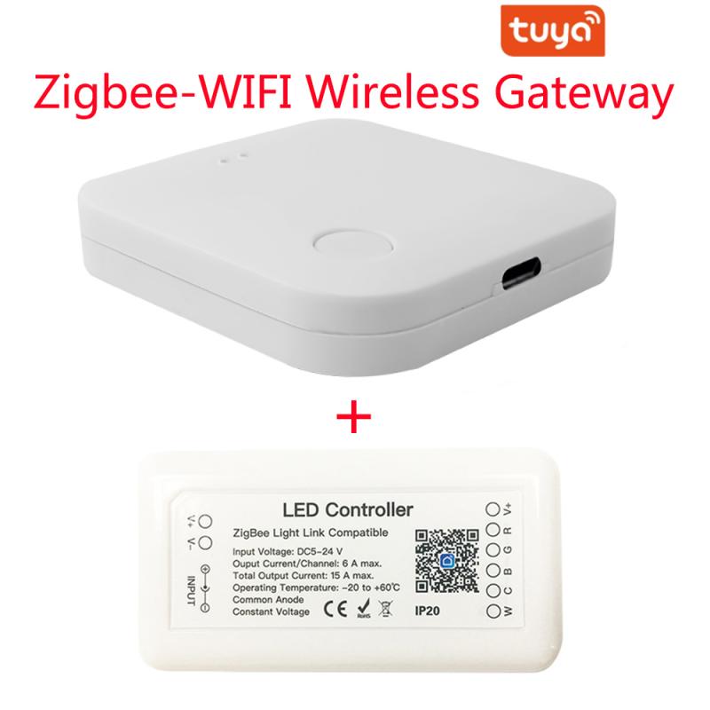 Tuya zigbee 3.0 smart-led-controller rgb+cct 6 -pin-lichtleisten-controller  dc12-24v, kompatibel mit alexa und google assistant: 2 in 1