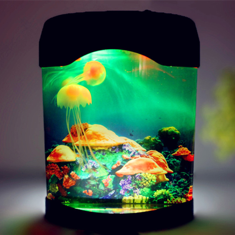 Akvarium natlys lampe førte lys kunstig seajelly tank svømning stemning lampe til hjemmebord indretning