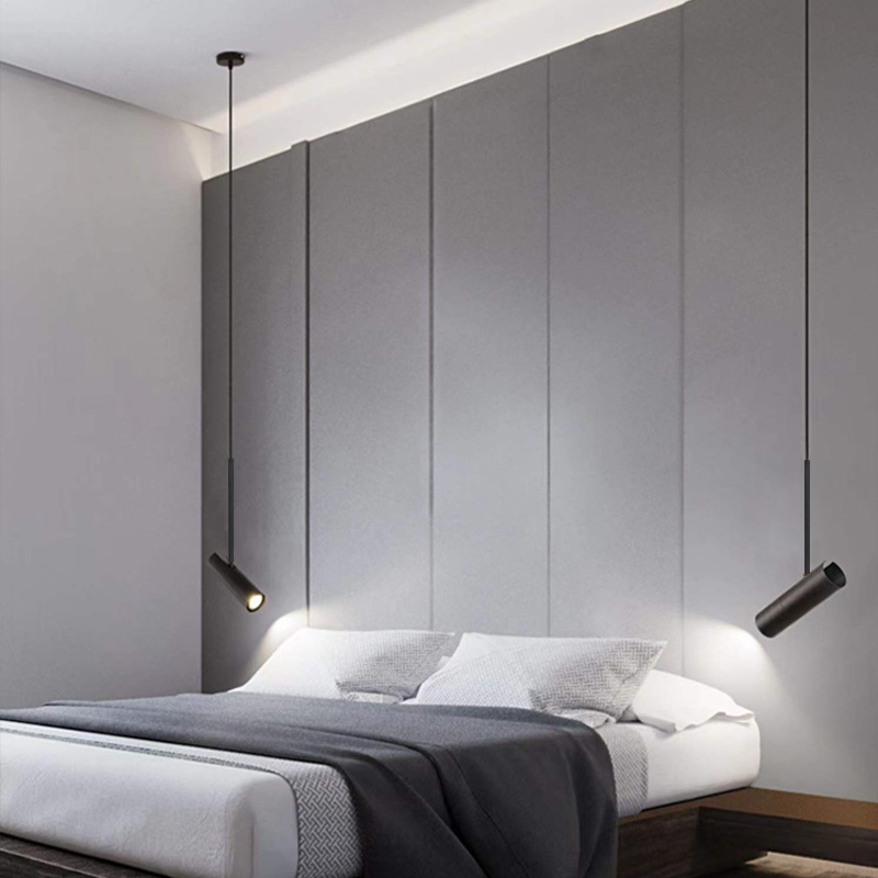 Nordische moderne schwarze Kronleuchter führte prägnante Pendel leuchte für Schlafzimmer Nachttisch Lesebar Kaffee Hängelampe einstellbarer Winkel