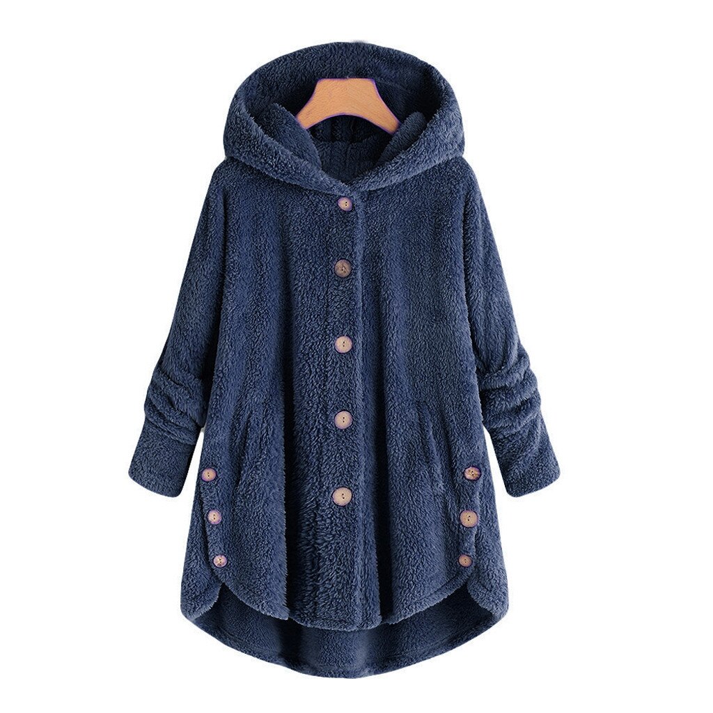 hiver manteau femmes femmes bouton manteau moelleux queue haut à capuche pull ample Blouse femme épais sweats à capuche pull