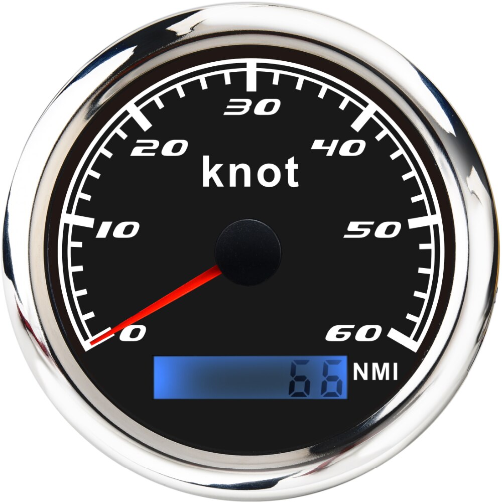 85Mm Digitale Snelheidsmeter Gauge 60 Knopen Waterdichte Auto Boot 316 Rvs Bezel Snelheid Kilometerteller Met Rode Backlight: 60-BS