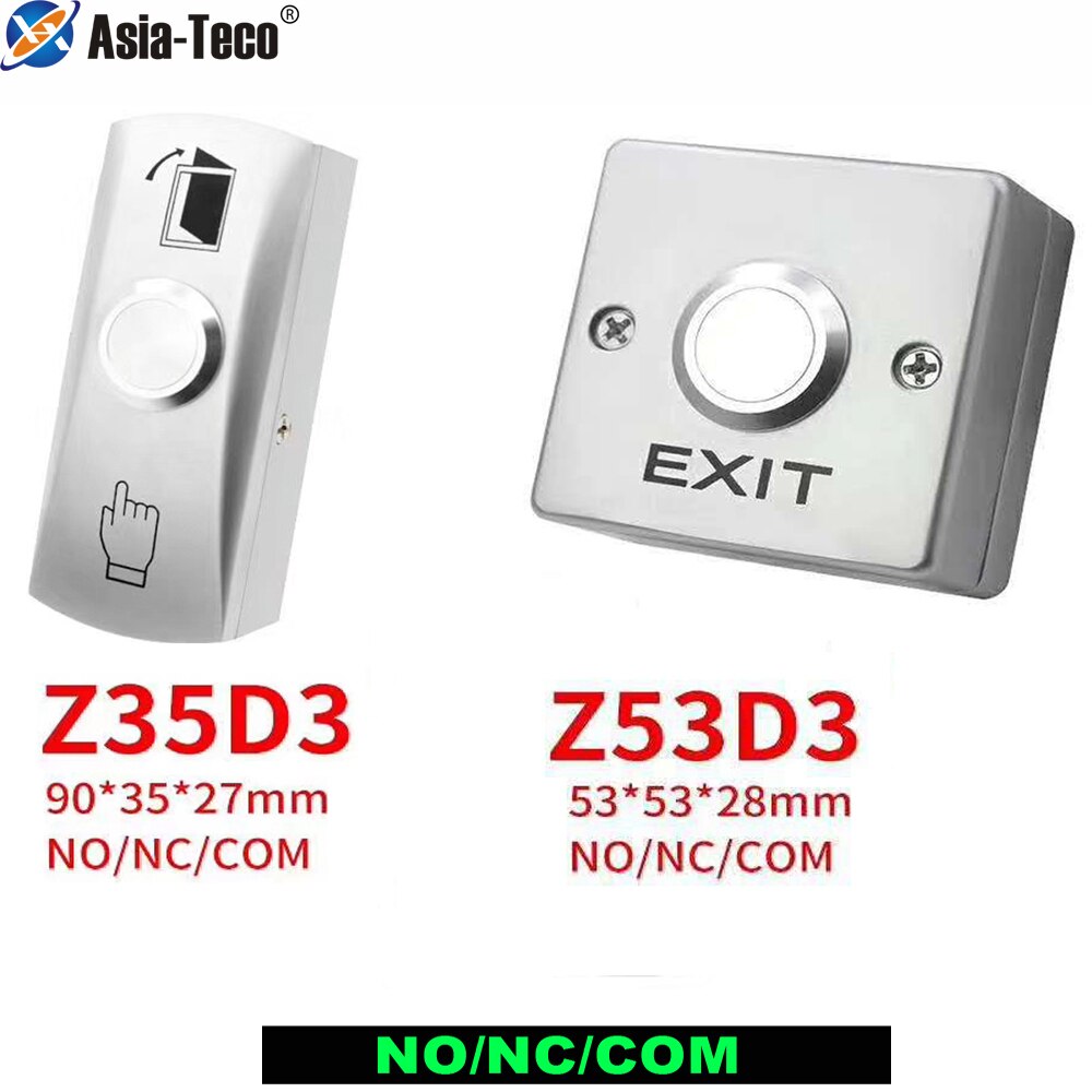 Zinc Alloy GATE DOOR Exit Button Exit Switch NO/NC/COM Door Access Control System Door Push Exit Door Release Button Switch