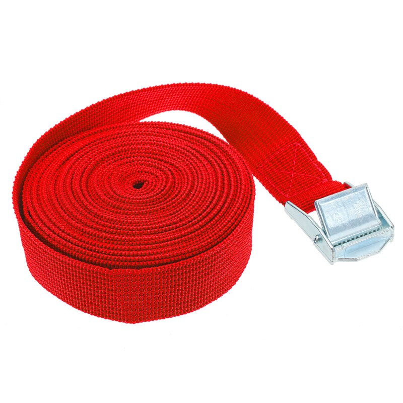 5m x 25mm bil spännband rep band stark spärr bälte bagage väska last surrning med rep spännare metall spänne bogsering: Röd