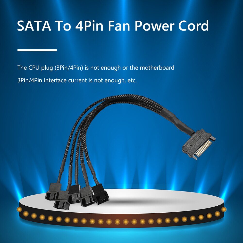 SATA 1 To 3 4 5 4-pin Power Cord 12V PC Cooling Fan Splitter Converter SATA to 4Pin Fan Power Cord Computer Power Adapter Cable