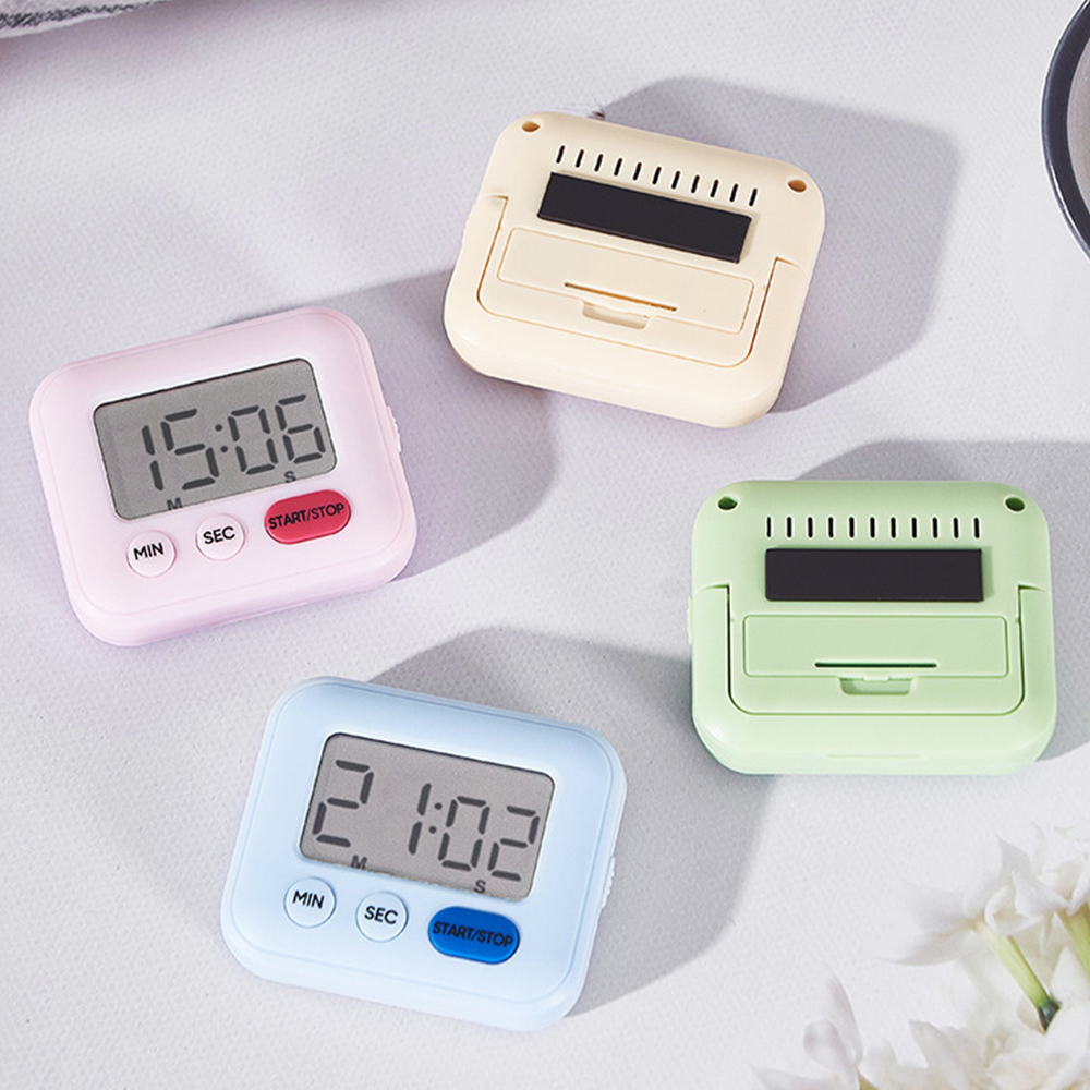 Digital LCD kitchen timer with on/off switch, mute and loud alarm, 24-hour clock, children, teachers, kitchen