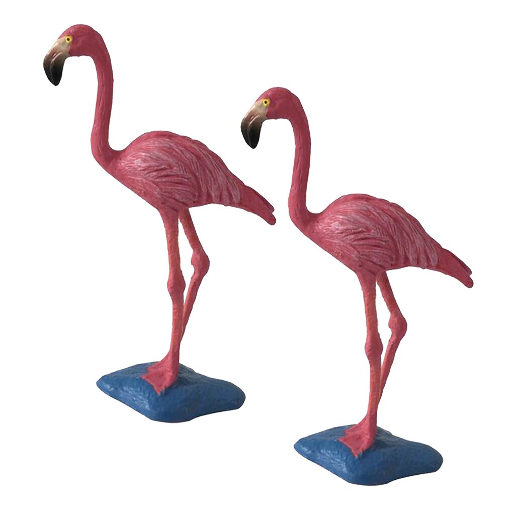 2PCS Realistic Red Flamingo Bird Model Figure Model Home Ornaments