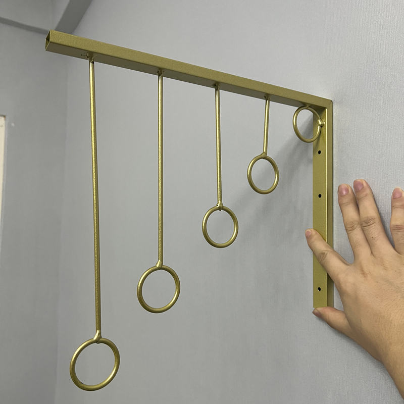 Perchas doradas para tienda de venta de ropa, estante de exhibición, estante de arte del hierro, gancho de pared, expositor de ropa, ahorro de espacio, organizador de ropa interior para guardarropa: Default Title