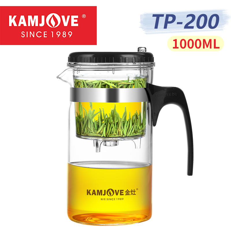 KAMJOVE Chinese Kung Fu Tea Infuser Tea Pot One-button Filtering Heat-resistant Glass Separating Teapot with Strainer 200-1200ML: MULTI