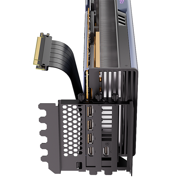 TEUCER L-Z3 GPU Vertical Mounting Bracket Kit, PCIe 4.0 X16 Riser Cable 200mm, Graphics Card Steering Mounting Bracket