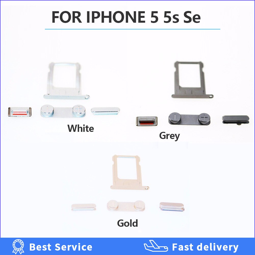 Zijknop voor iPhone 4 4 s 5 5 S side toetsenborden Volledige Set goud/zilver/grijs kleuren vervanging Power On Off + Volume Switch + Mute