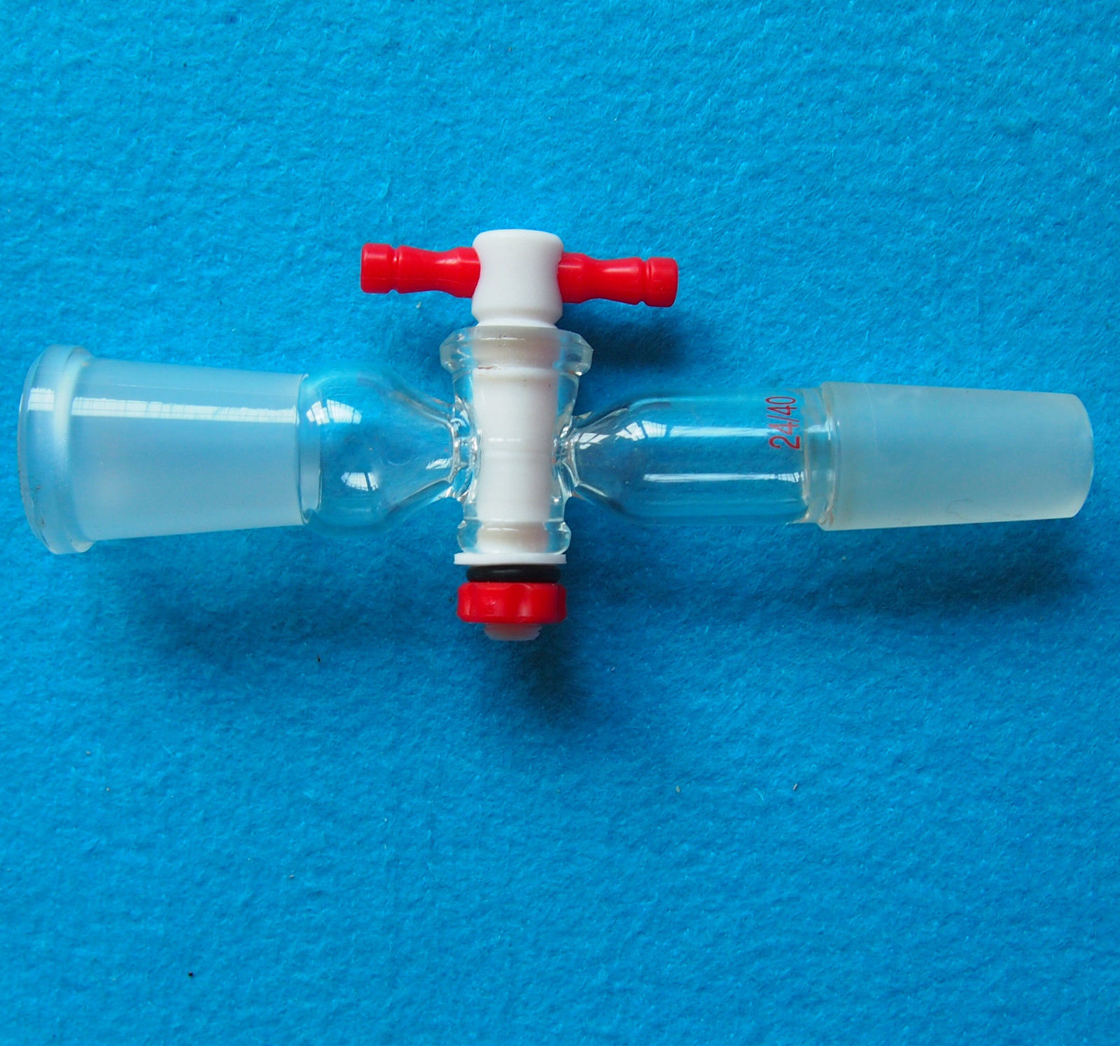 24/40,Glass Adapter,With Ground Cone & Socket,PTFE Stopcock,Lab Chemistry Valve