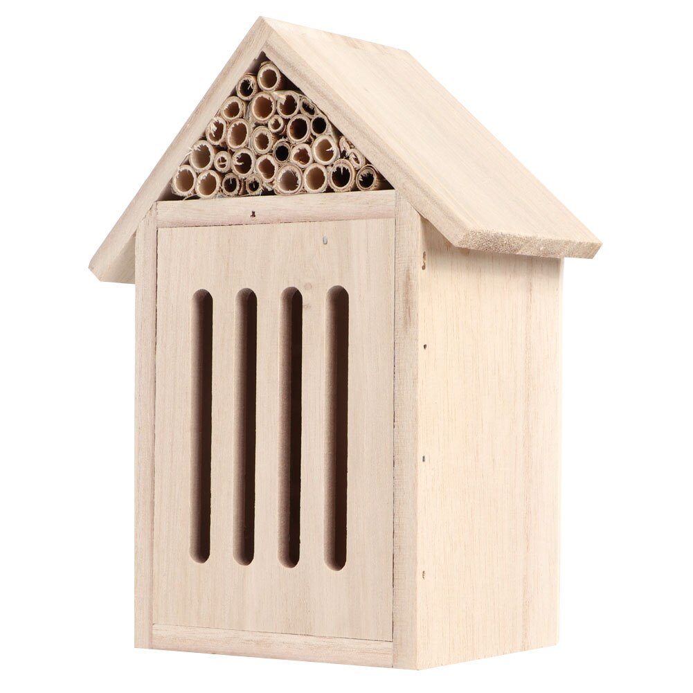 Garden Outdoor Wooden Insect Bee House Wood Bug Room Shelter Nesting Box Decoration Bee House Garden Nest Box Insect Hostel