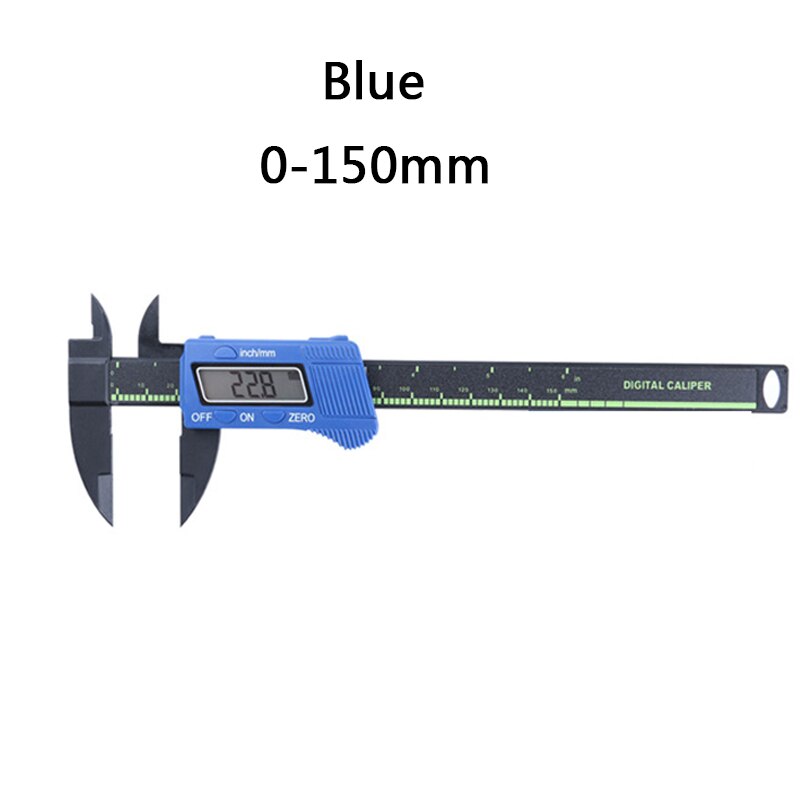 Præcision digital skydelære stor lcd skærm plast elektronisk nore skydelære måleværktøj 6 tommer 0-150mm: Blå