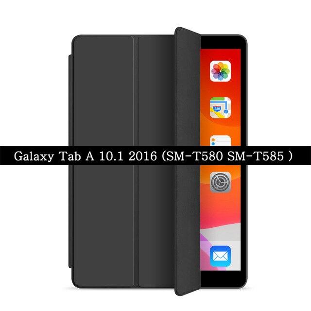 Étui pour tablette Samsung Galaxy Tab A 10.1 SM-T580 SM-T585 WI-FI LTE fundas couverture Ultra mince pour Tab A T580 T585 10.1 pouces: Jet Black