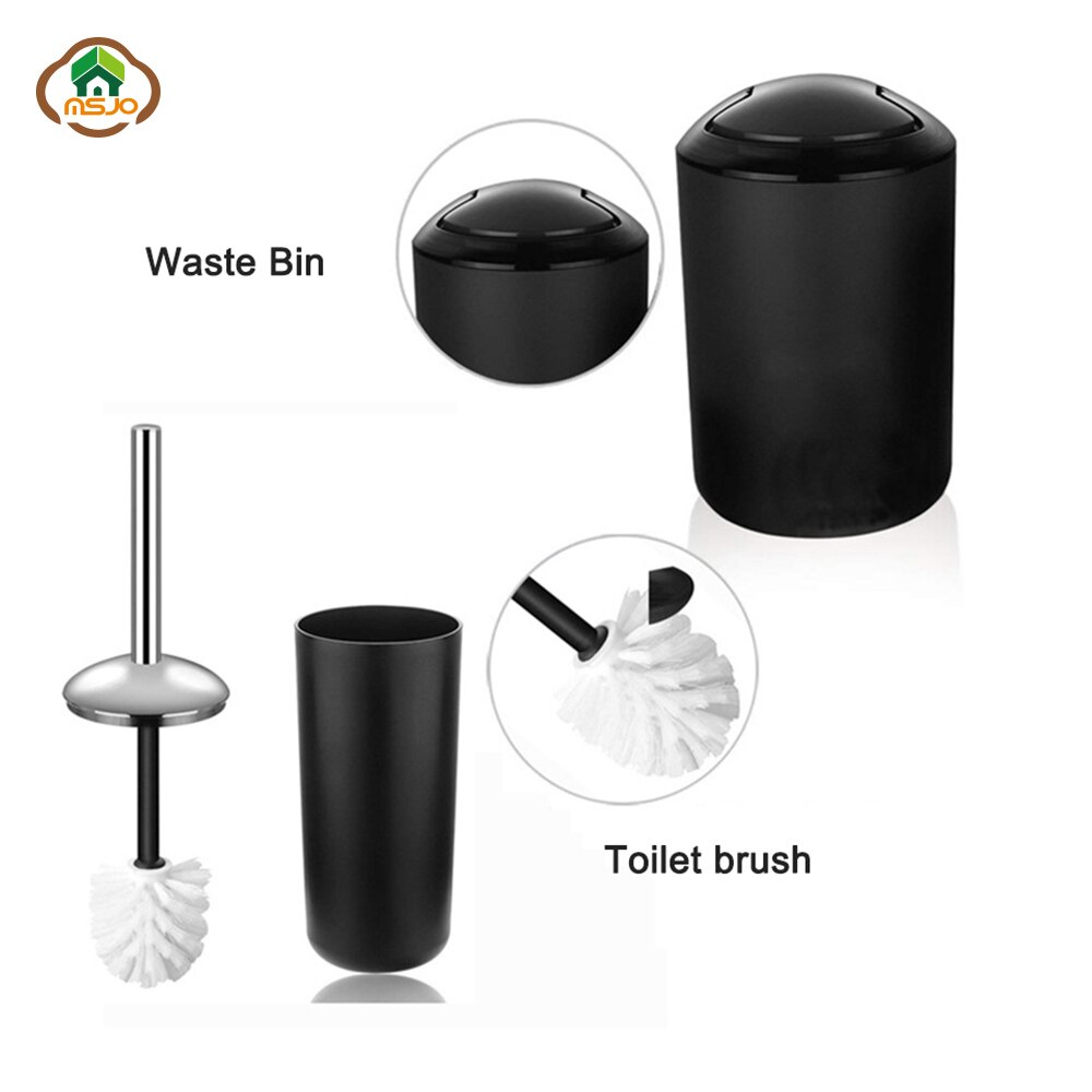 MSJO Bathroom Accessories Set 6PCS Decor Storage Black Soap Dispenser Toothbrush Toothbrush Holder Modern Home Decor Accessories
