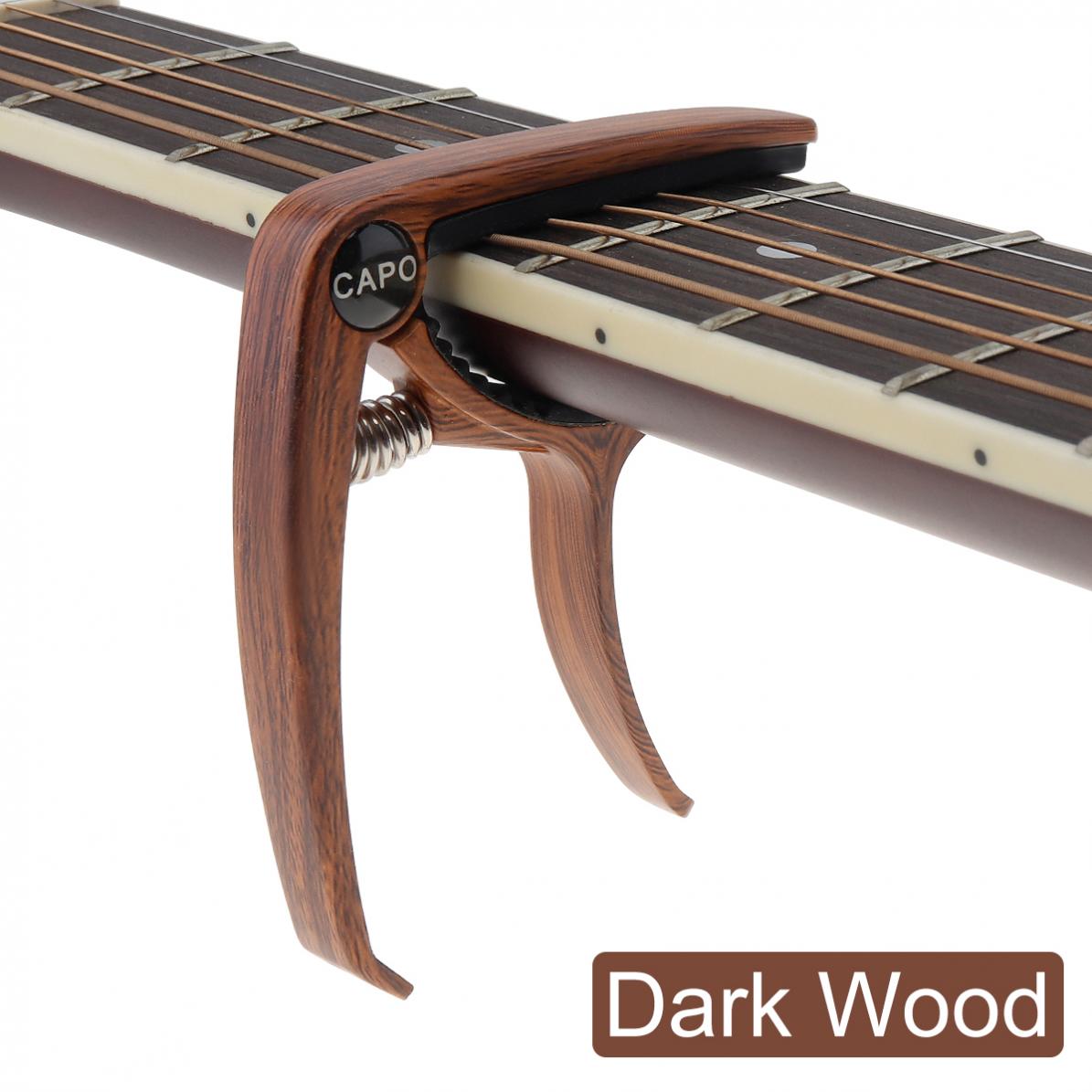 Aluminium Metal Houtnerf Gitaar Capo Quick Change Clamp Key Akoestische Klassieke Gitaar Capo Voor Tone Aanpassen: Dark Wood