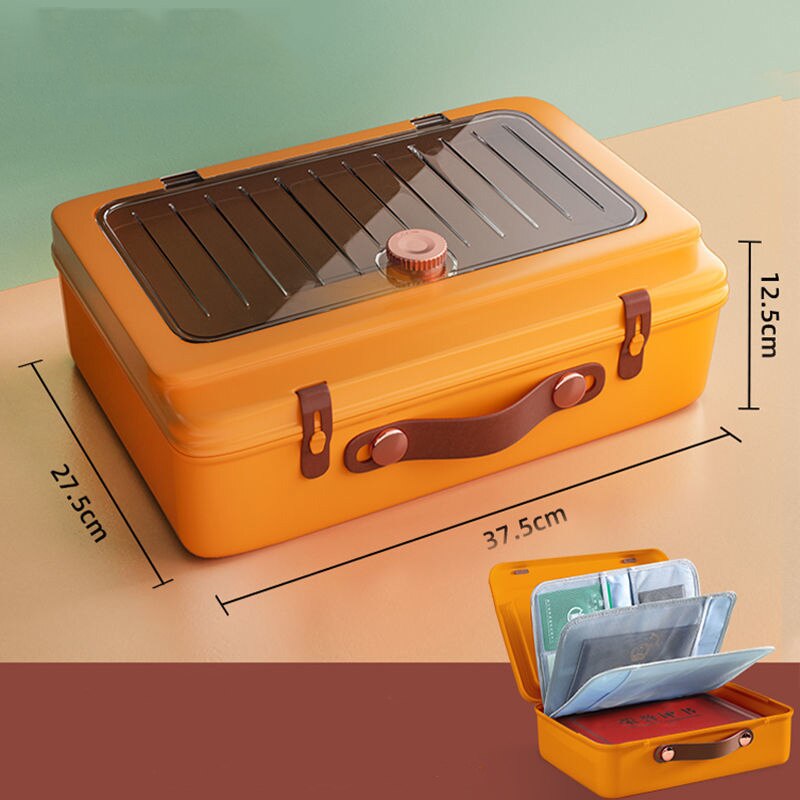 Office File Documents Box Container Bills Folder Multilayer Storage Bag Larger Capacity Briefcase Business Material Organize: A Orange