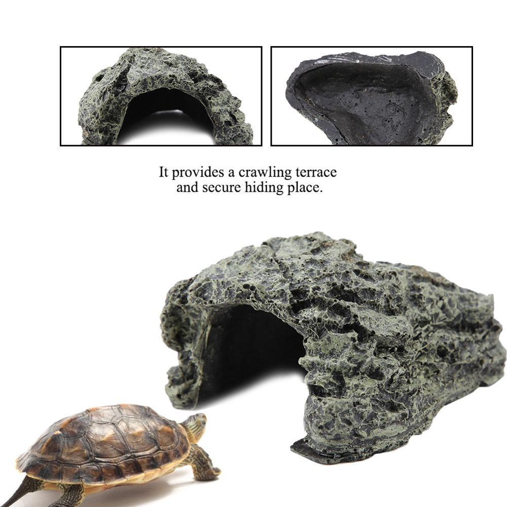 Hiding Cave Aquarium Turtle Reptile Basking Hide Habitat Decoration Ornament Reptiles Terrarium Aquarium Landscaping Fish