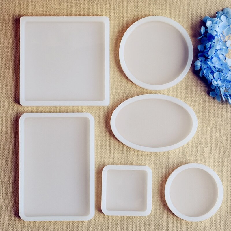 Geometric Epoxy Resin Silicone Mold DIY Round Cup Mat Pad Handmade Crafts Making Molds Transparent Square Round Mirror Mould