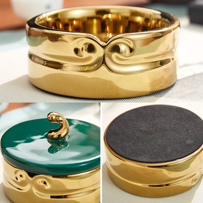 Luxe Keramische Asbak Met Deksel Woonkamer Salontafel Decoratie Stofdicht Draagbare Asbak Home Hotel Office Levert