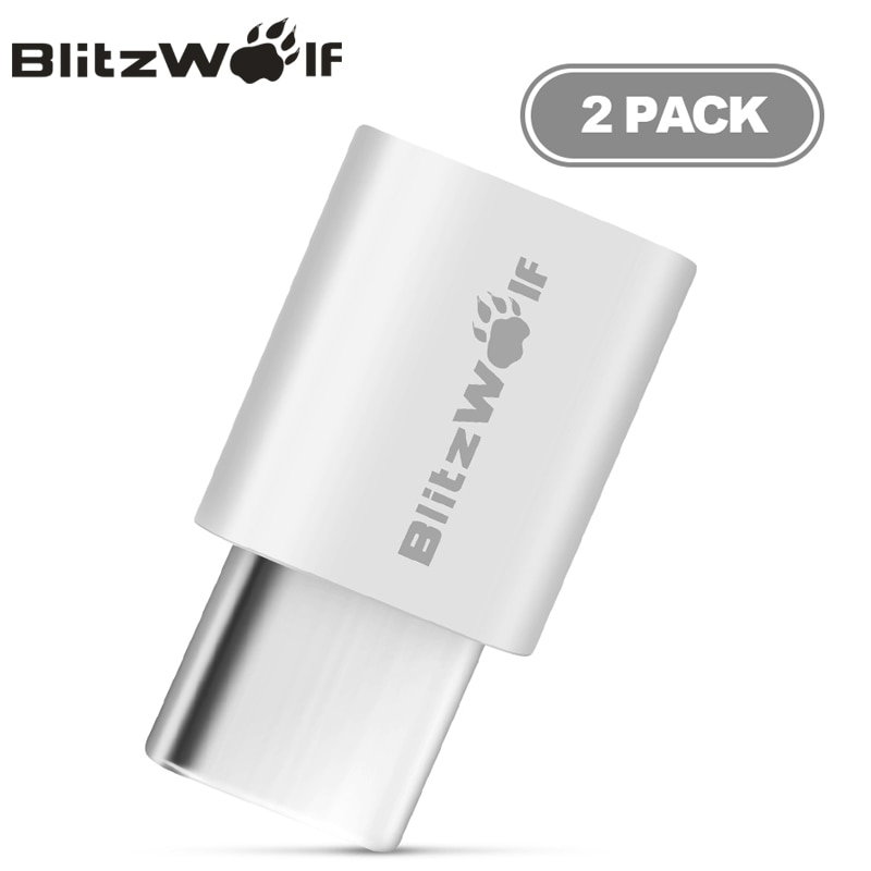 BlitzWolf 2PCS Micro USB naar USB Type-C Adapter Man-vrouw Converteren Kabel Connector Voor Xiaomi Type -C Mobiele Telefoons Adapter