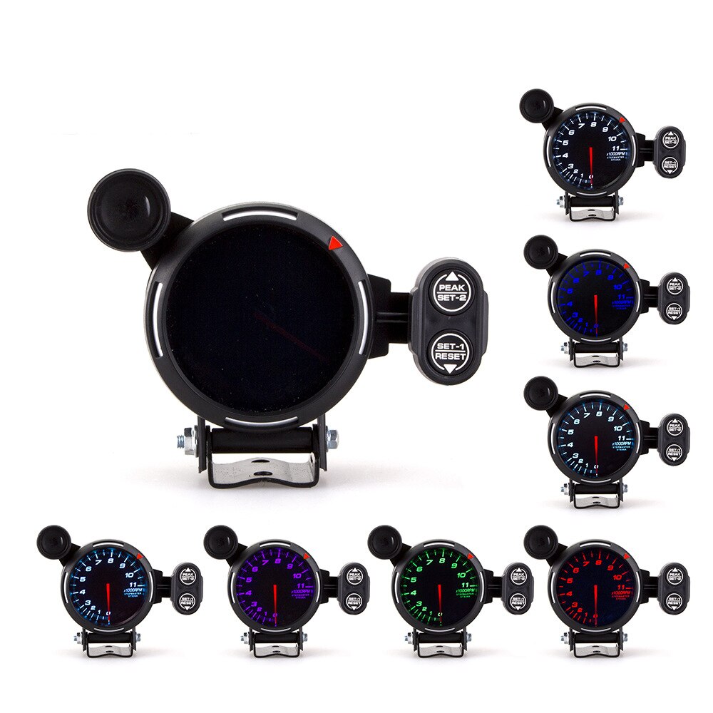 Auto Car Tachometer Tacho Gauge 0~11000 RPM Meter 80mm Universal Car Motor White Led Meter Pointer RPM 12V Gasoline