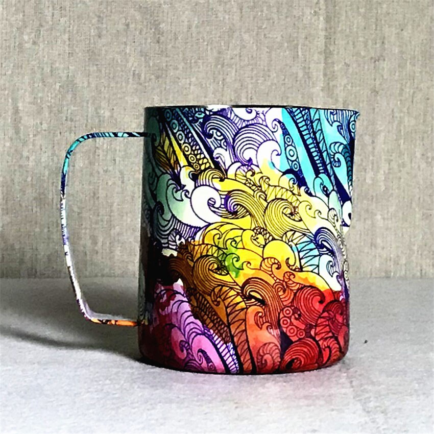 600ml Jarra de Café do Aço Inoxidável Jarro de Leite Frothing Pitcher Puxar Flor Ferramentas Acessórios Para Barista Café Xícara De Café Expresso